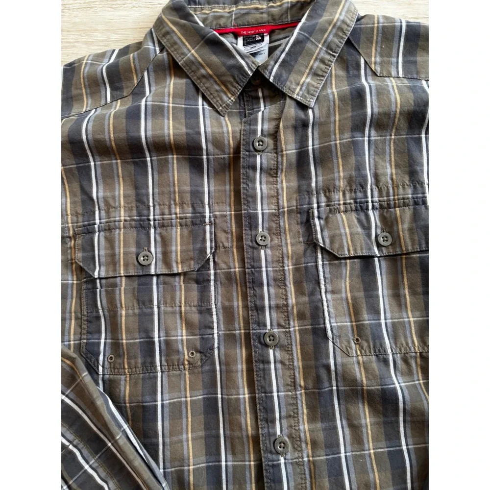 The North Face Mens Plaid Button Down Shirt Brown Olive Green M Gorpcore